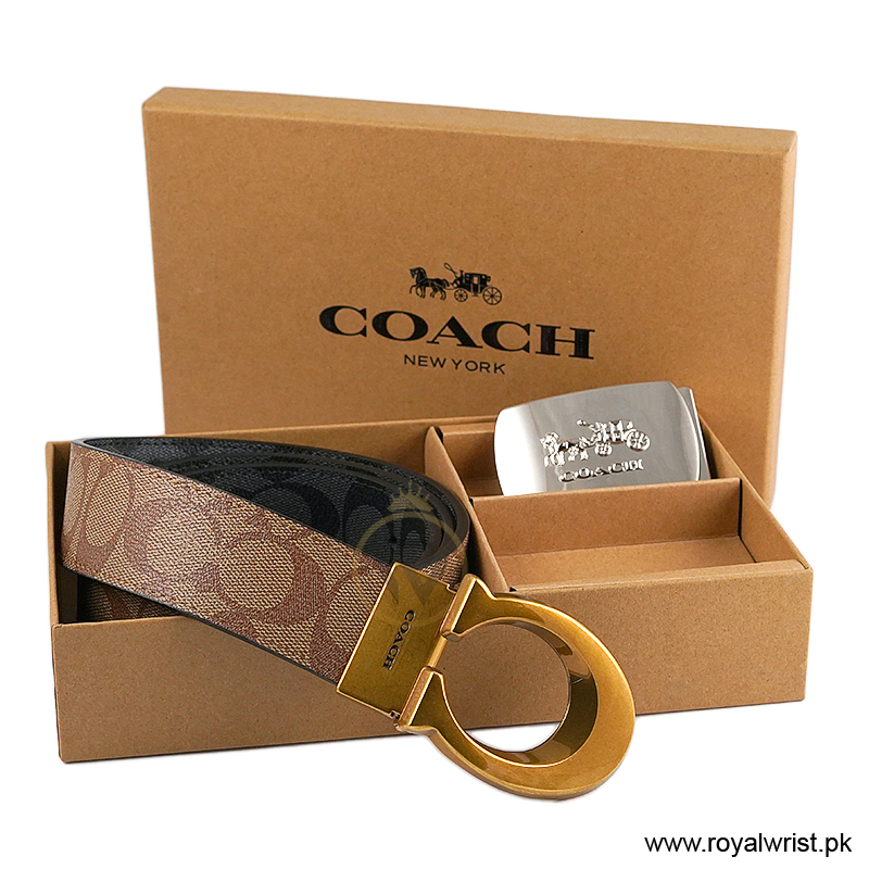 Coach Men’s Reversible Leather Belt with Buckle Gift Set CH-10013 - Image 2