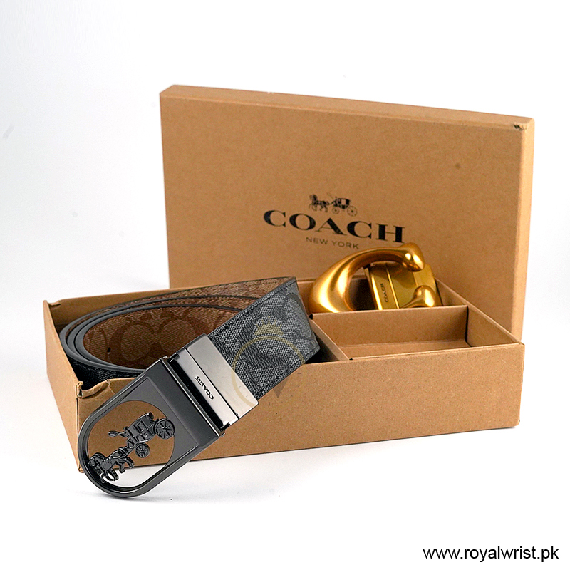 Coach Men’s Reversible Leather Belt with Buckle Gift Set CH-10026 - Image 2