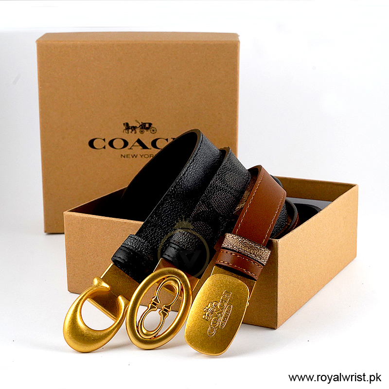 Coach Women’s Reversible Leather Belt with Buckle Gift Set CH-10032