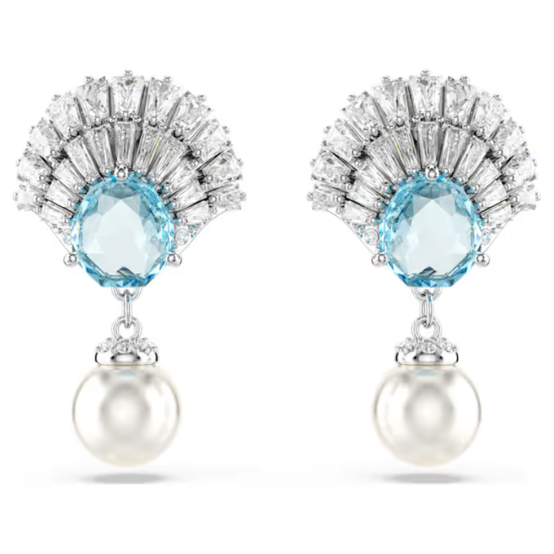 Swarovski Idyllia Blue Crystal Pearl Drop Earrings 5680301