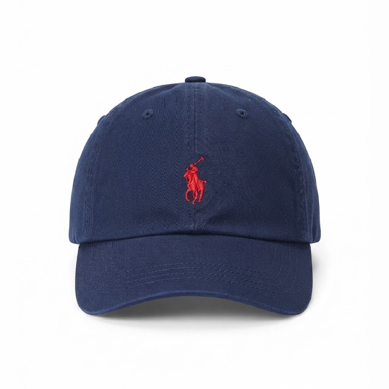 Ralph Lauren Polo Classic Men's Navy Blue Baseball Cap with Red Embroidered Logo 98203/5