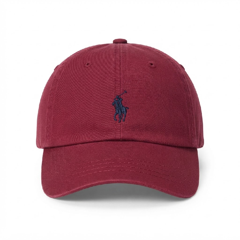 Ralph Lauren Polo Classic Unisex Maroon Baseball Cap with Navy Blue Embroidered Logo 98203/1