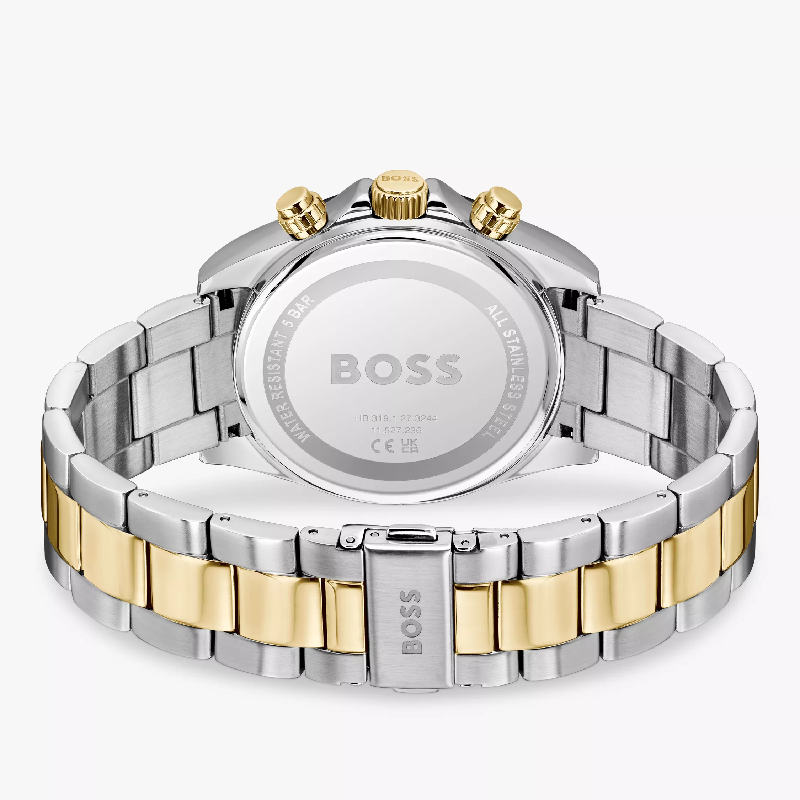 BOSS Men’s Hero 2.0 Quartz Chronograph Black Dial Two-Tone Stainless Steel 43mm Watch 1514269 - Image 3