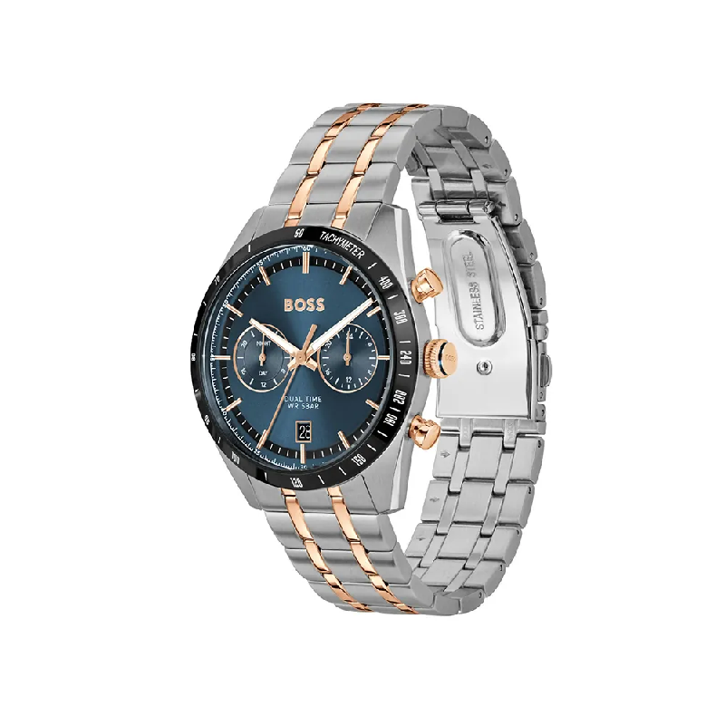 Hugo Boss Men’s Tourmaster Quartz Blue Dial Two-Tone Stainless Steel 41mm Watch 1514288 - Image 2