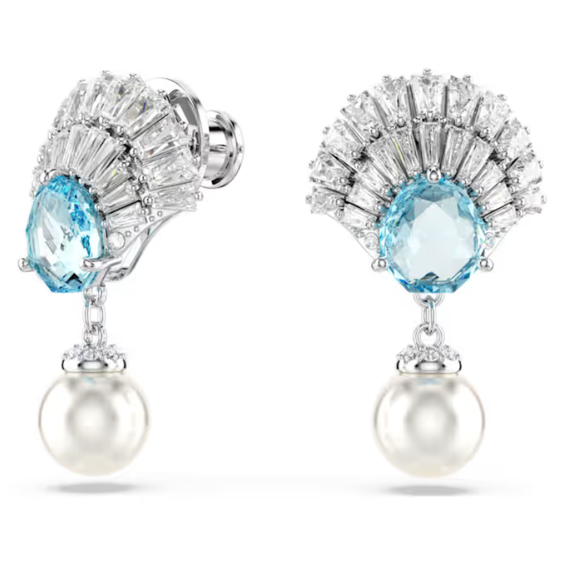 Swarovski Idyllia Blue Crystal Pearl Drop Earrings 5680301 - Image 2