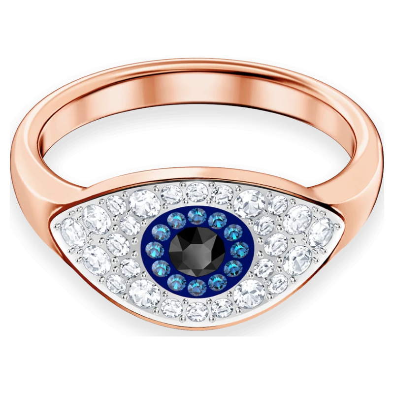 Swarovski Duo Evil Eye Ring Rose Gold Tone Plated Multicolor Crystal Ring 5441202