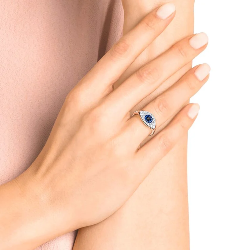 Swarovski Duo Evil Eye Ring Rose Gold Tone Plated Multicolor Crystal Ring 5441202 - Image 4