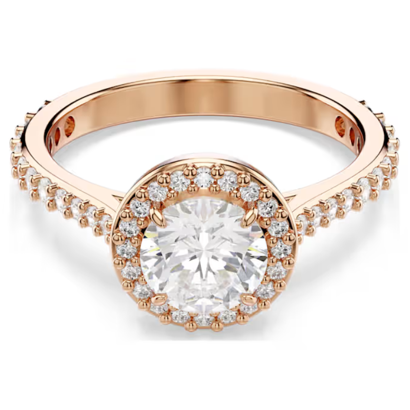 Swarovski Una Angelic Crystal Cocktail Ring White & Rose Gold-Tone Plated 5639404