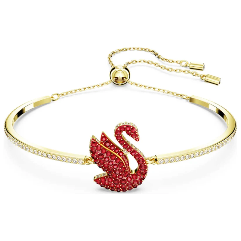 Swarovski Swan Bangle with Red Crystals Gold-Tone Plated 5649774