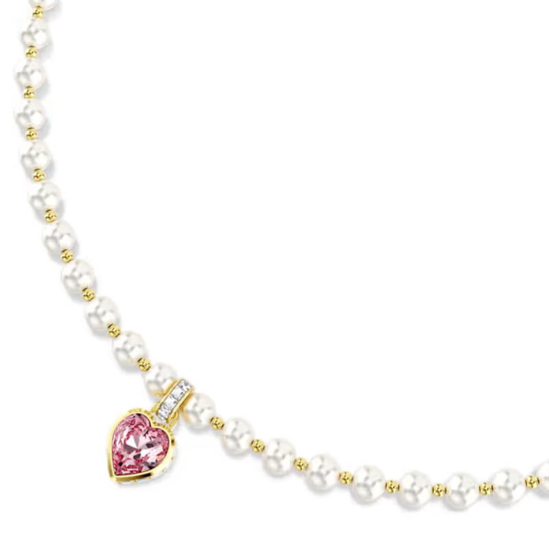 Swarovski Imber Crystal Pearl Heart Necklace Pink 18K Gold Finish 5711343 - Image 2