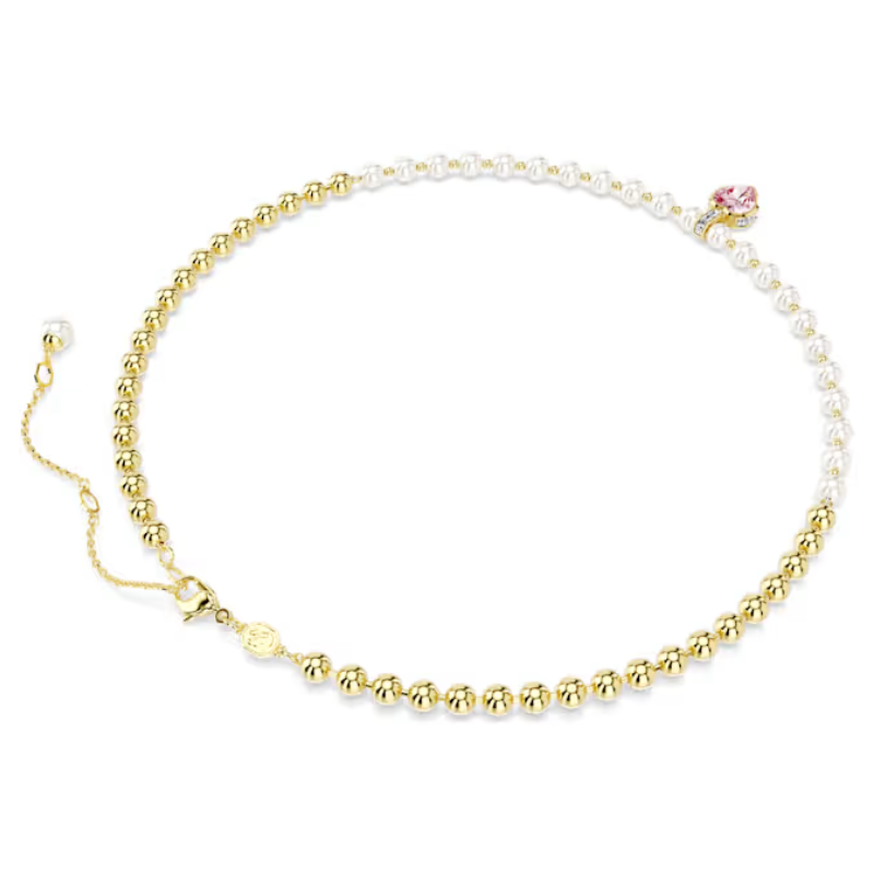 Swarovski Imber Crystal Pearl Heart Necklace Pink 18K Gold Finish 5711343 - Image 4