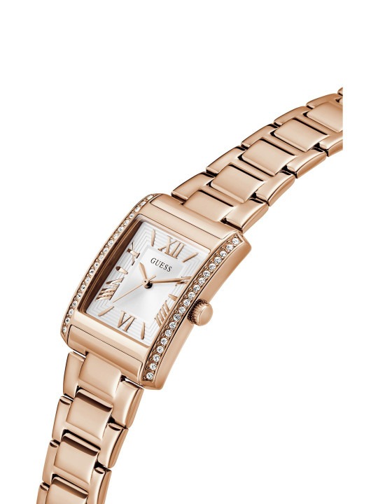 GUESS Women’s Bonnie Quartz White Dial Rose Gold-Tone Stainless Steel Crystal Bezel 27mm Watch GW0874L3 - Image 2